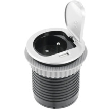 Priză încorporată cu port USB și capac deschis