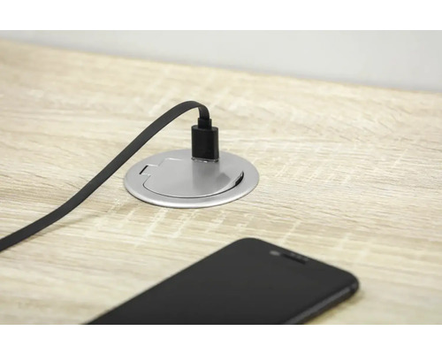Masă cu trecere pentru cablu și smartphone