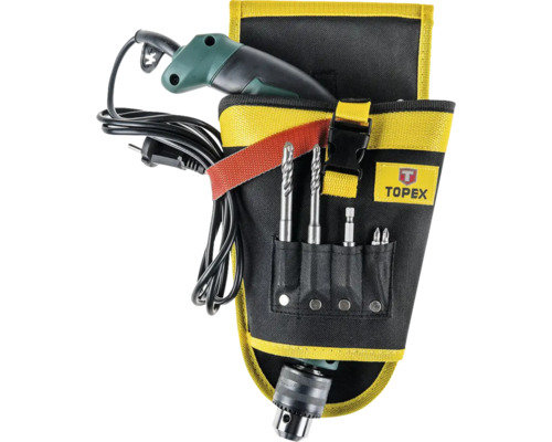 Mașină de găurit în geantă de scule cu burghie și biți, marca Topex