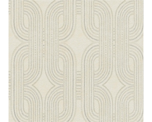 Tapet vlies French Affair model grafic bej-gri metalic 10,05x0,53 m Tapet cu model geometric din forme semicirculare