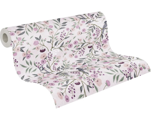 Rola de tapet cu model de păsări și flori