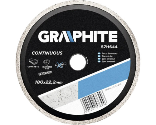 Disc de tăiere cu diamant Graphite, 180x22,2 milimetri, pentru tăierea betonului