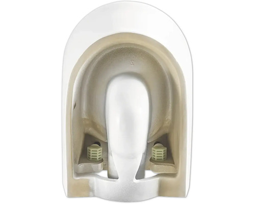 Vedere interioară a unei toalete ceramice albe