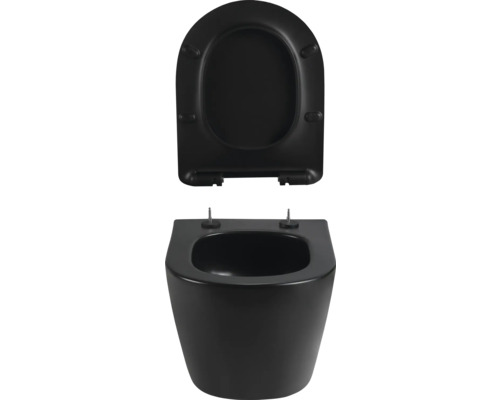 Vas WC suspendat cu margine deschisă și capac de WC