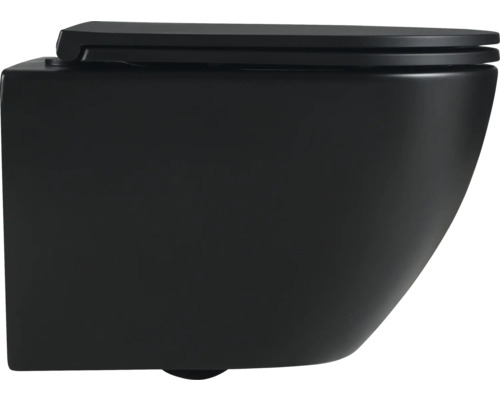 Vas WC suspendat negru cu spălare adâncă și margine închisă