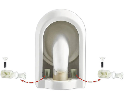 Prim-plan cu un element de fixare pentru pisoar cu sifon