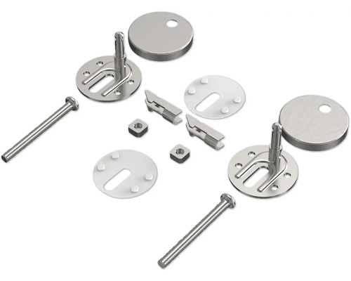 Set de fixare pentru scaune de toaletă, format din șuruburi, piulițe, șaibe și suporturi