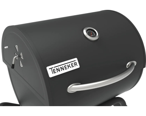 Grătar negru pe cărbune cu termometru și glisor de ventilație