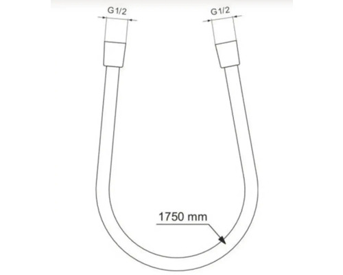 Imagine a unui sifon cu dimensiunile G 1/2 și 1750 mm.