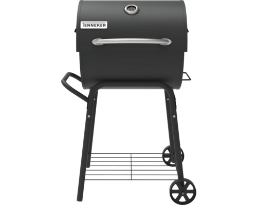Logo Tenneker pe grătar cu cărbune cu spațiu de depozitare și roți