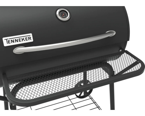 Imagine detaliată cu grătarul pe cărbune Tenneker cu spațiu de depozitare și indicator de temperatură