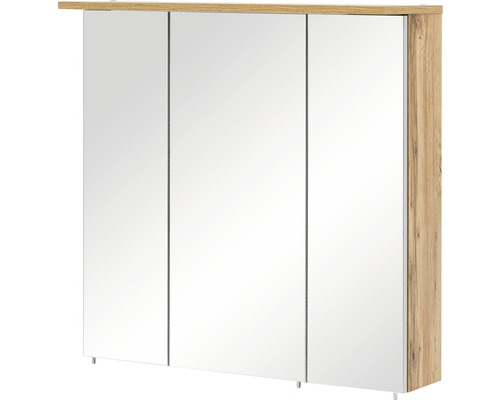 Dulap cu oglindă cu trei uși și decor din lemn