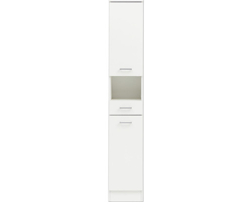 Dulap baie înalt Lorenz H300, 2 uși 1 sertar, PAL, 181,7x30,3 cm, alb perlat
