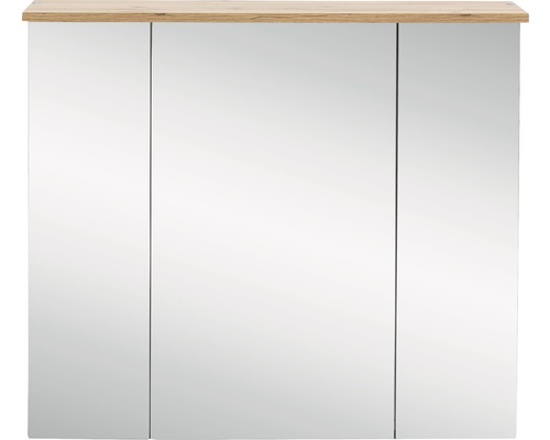 Dulap cu oglindă cu trei uși și raft din lemn