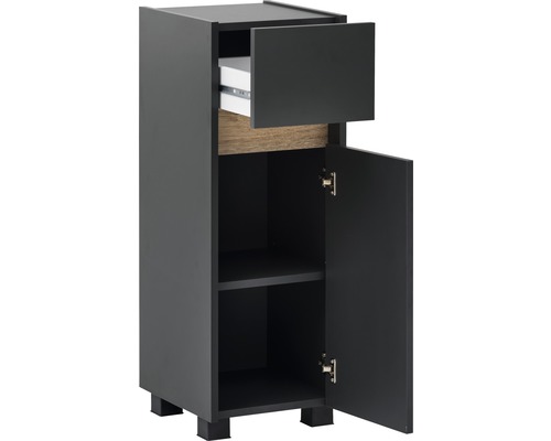 Dulap de baie negru cu sertar și ușă