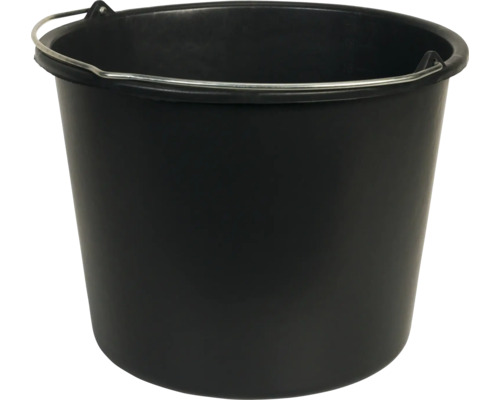 Găleată neagră din plastic cu mâner metalic
