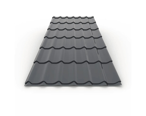 Țiglă metalică Bravo 1200x1850x0,4 mm gri Tablă de acoperiș din oțel cu profil de cărămidă
