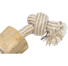 Jucărie pentru câini din lemn și frânghie cu noduri