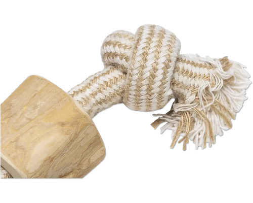 Jucărie pentru câini din lemn și frânghie cu noduri