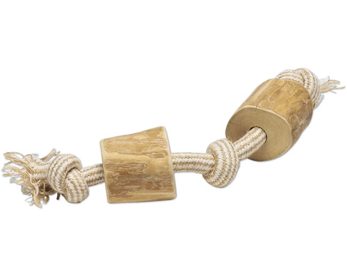 Jucărie pentru câini din lemn și frânghie