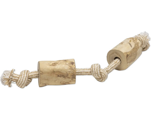 Jucărie pentru câini din lemn și sfoară