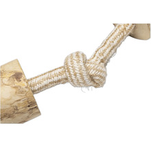 Jucărie pentru câini din funie cu nod și lemn