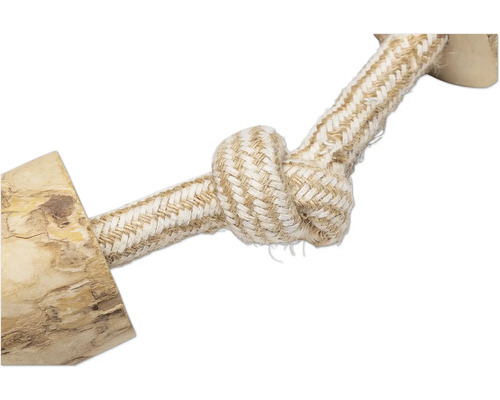 Jucărie pentru câini din funie cu nod și lemn