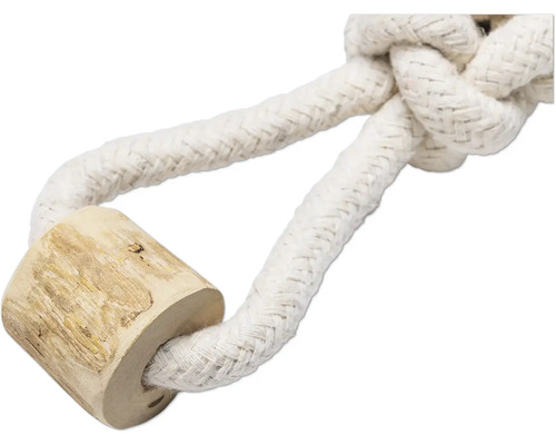 Jucărie pentru câini din frânghie de bumbac cu element din lemn
