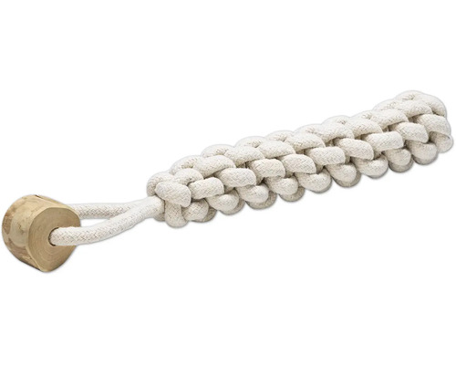 Jucărie câini Beeztees Osa M cu mâner lemn cca. 5x5x34 cm Jucărie pentru câini din frânghie de bumbac cu lemn