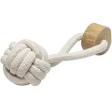 Jucărie pentru câini din nod de funie cu bucată de lemn