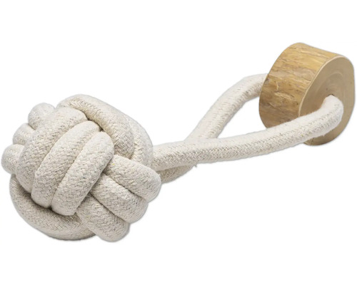 Jucărie pentru câini din nod de funie cu bucată de lemn