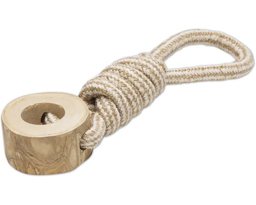 Jucărie pentru câini din lemn și sfoară