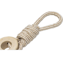 Frânghie împletită cu buclă și inel din lemn