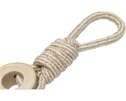 Frânghie împletită cu buclă și inel din lemn