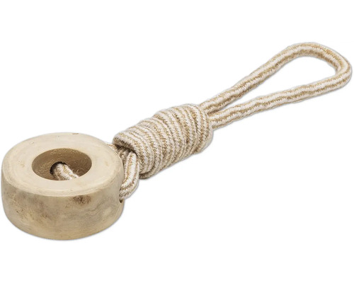 Jucărie pentru câini din lemn cu buclă de sfoară