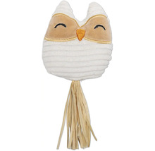 Bufniță decorativă din pluș cu franjuri din rafie