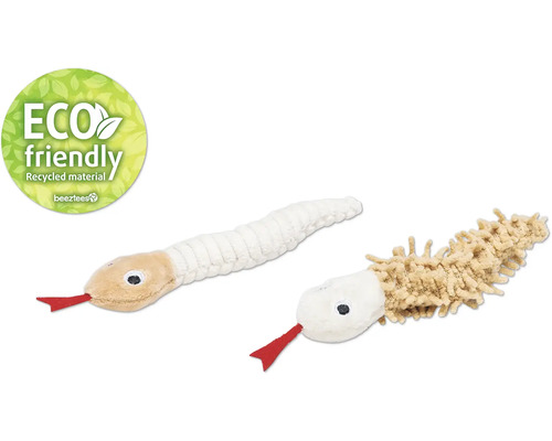Jucărie pisici Beeztees Eco șarpe Boa 7x8x3 cm 2 buc. Două jucării șarpe din material textil, una fabricată din material reciclat. Logo Beetztees.