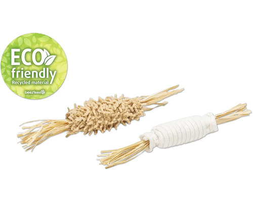 Jucărie pisici Beeztees Eco Jenna 24x3 cm Două jucării pentru pisici din material reciclat cu logo-ul Beetztees și sigiliul Eco Friendly.
