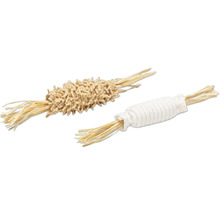 Două jucării pentru pisici din paie și material textil