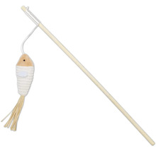 Undiță de pescuit pisici cu jucărie pește din lemn