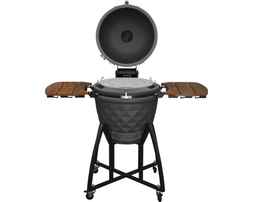 Grătar ceramic deschis cu mese laterale pe roți