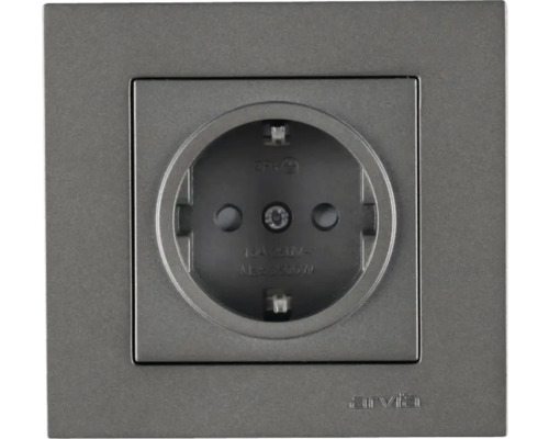 Priză simplă cu împământare Arvia Electric Karen, protecție copii, antracit Priză Arvia cu ramă