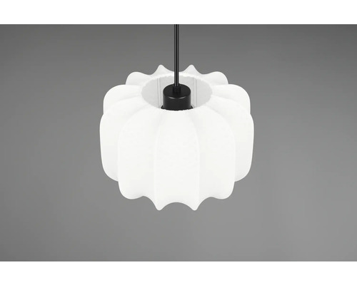 Lumină suspendată albă cu abajur ondulat