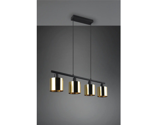Lumină suspendată cu patru abajururi și suspensie neagră