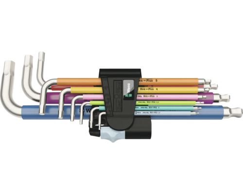 Set chei tip L Hex-Plus Wera Multicolor 3950 SPKL/9 SM, 9 piese Set chei hexagonale cu suport