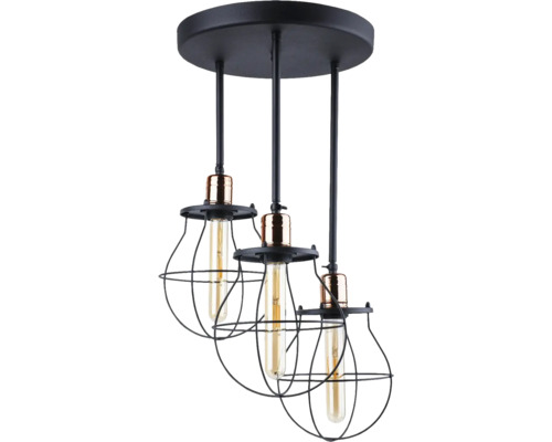 Lumină de tavan cu trei lumini și abajururi cu model de cușcă