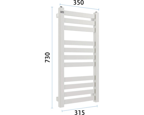 Radiator pentru prosoape cu dimensiunile 730 x 350 x 315 milimetri