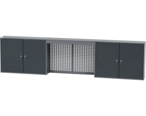 Mobilier de atelier cu două dulapuri încuiabile și un perete perforat