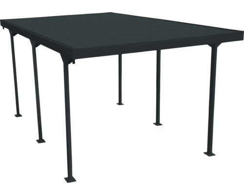 Pavilion negru cu acoperiș dreptunghiular și cadru din oțel