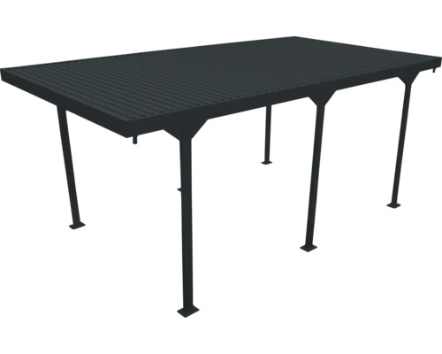 Copertină metalică pentru mașină cu șase stâlpi și acoperiș ondulat